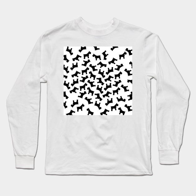 Schnauzer Black Pattern Long Sleeve T-Shirt by XOOXOO